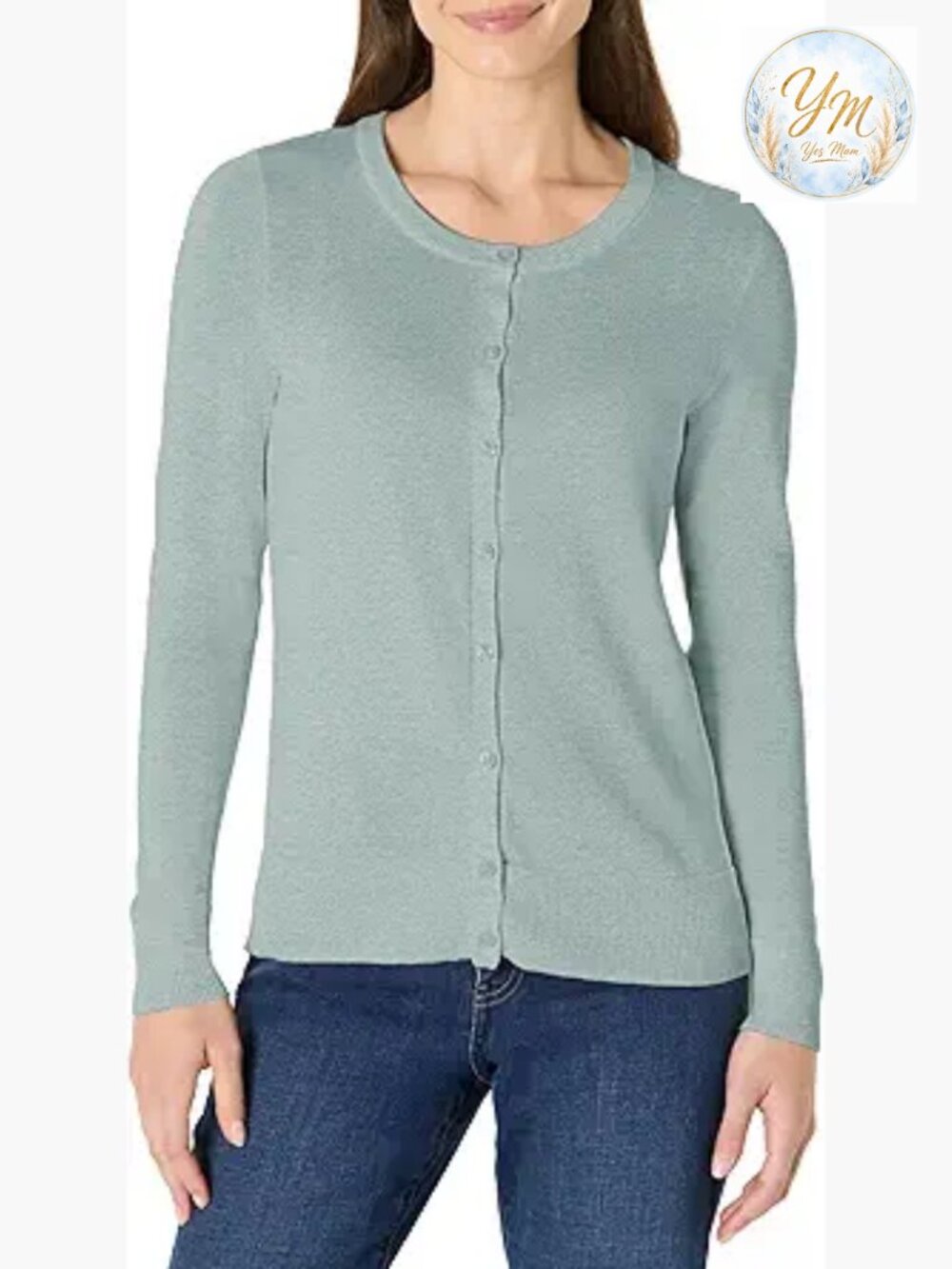 Women's Lightweight Crewneck Cardigan Sweater Button Front Long Sleeve Plus Size
